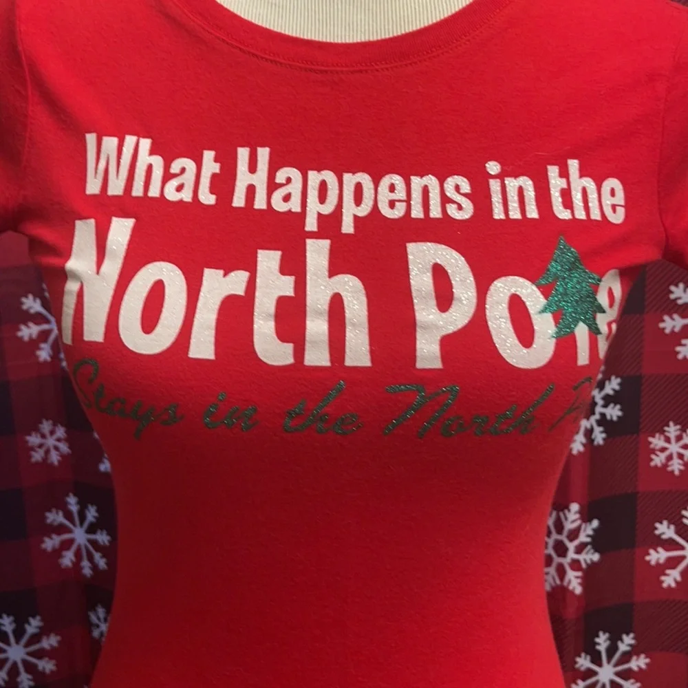 What happens in the North Pole stays in the North Pole Christmas Shirt. Size SM - Picture 2 of 6